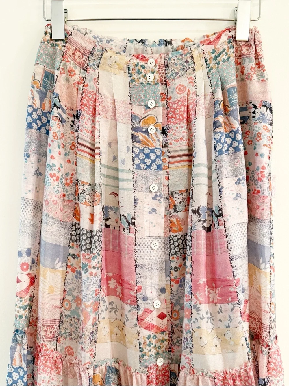 Raquel Allegra Allegra Garden Diary Patchwork Print Midi Skirt - Picture 5 of 13